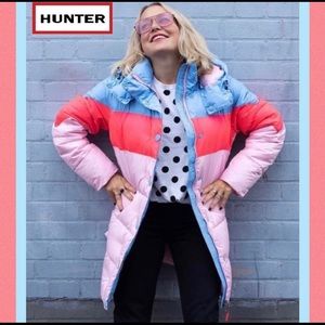 Hunter Original Puffer Color Block Pink NWT